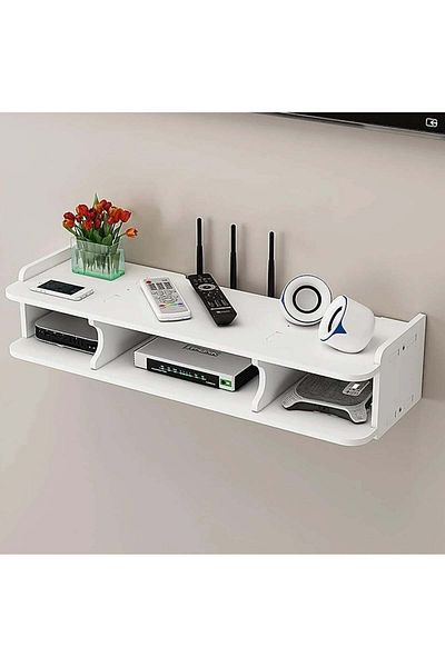 divendi-ro Holder for router and other objects, with 3 compartments and a pulley, 60cm long, white