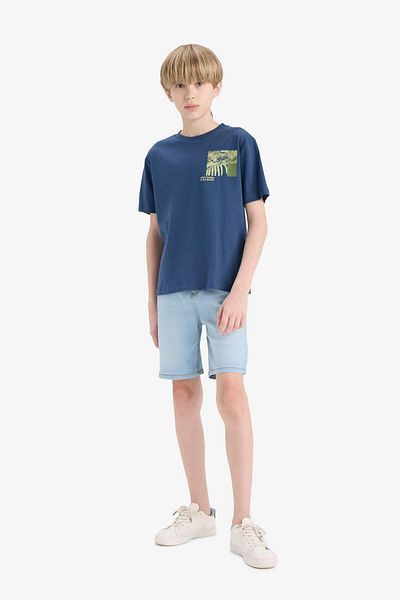 DeFacto Boy's Crew Neck Printed Short Sleeve T-Shirt E4167A825Sm