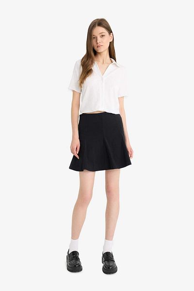 DeFacto Cool Combed Cotton Lining Bengalin Mini Black Skirt F5576Ax25Sm