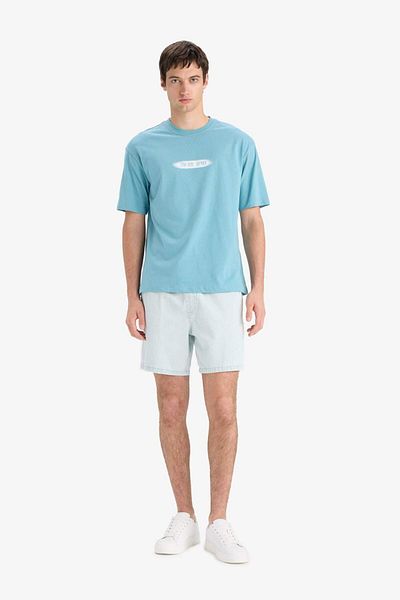 DeFacto 100% Cotton Boxy Fit Crew Neck Printed Short Sleeve T-Shirt F6122Ax25Sm