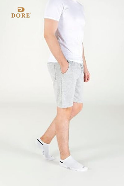 Dore Original Unisex 2 Pairs Premium Bamboo Trainer Sweat Absorbent Breathable Short Sports Socks - White Grey