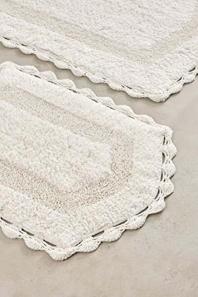 Lobya Σετ 2 - Ειδική Ύφανση - Πλεκτό στο χέρι - Χαλάκι μπάνιου - Premium βαμβάκι - 60x90 + 40x60