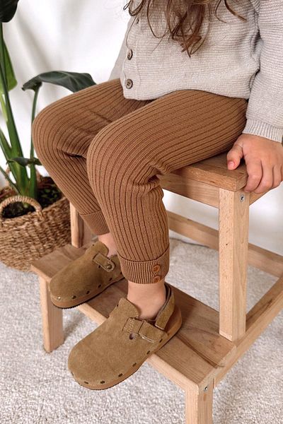 Monila Unisex Children's Tights - Knitted Fabric, Ribbed Button Detail, Double Leg