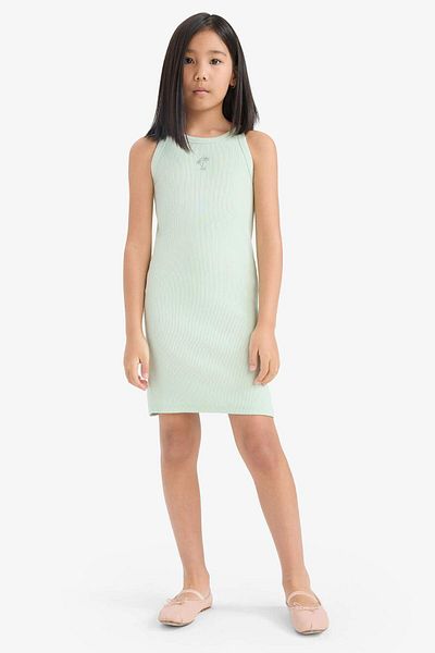 DeFacto Girls' Fitted Crew Neck Ribbed Camisole Sleeveless Summer Dress E5806A825Hs