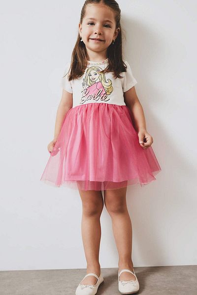 DeFacto Rochie de vară din tul cu mânecă scurtă Barbie pentru fetiță F0529a525sm