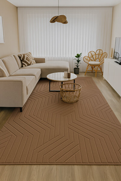SOFT DECOR Modern Embos Dekoratif Halı Kaymaz Taban Yıkanabilir Salon Antre K...