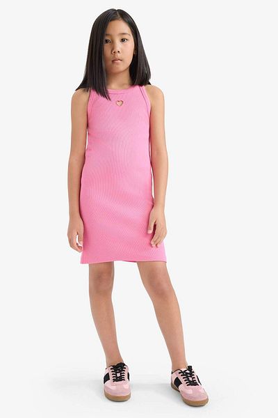 DeFacto Girls' Fitted Crew Neck Ribbed Camisole Sleeveless Summer Dress E5806A825Hs