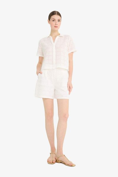 DeFacto Regular Fit Brode Short Sleeve Shirt F5857Ax25Sm