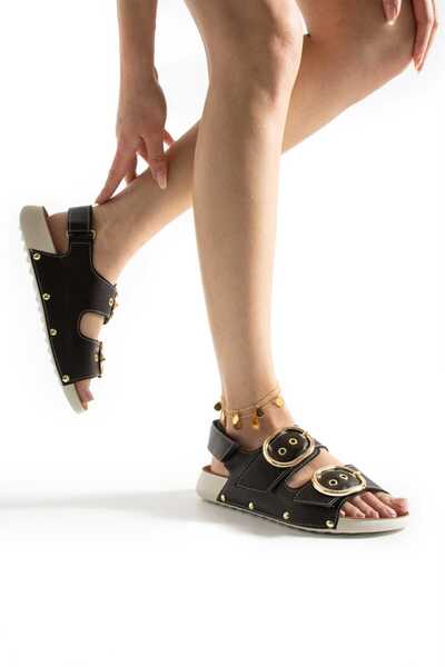 ModaAmour Mia Brown Sports Gold Buckle Women's Sandals