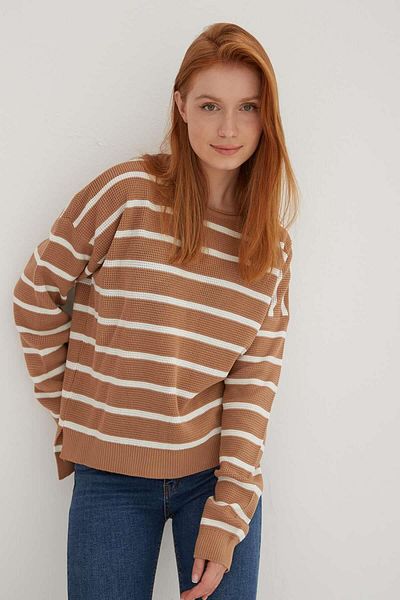 Fashion Friends Pulover cu dungi Camel