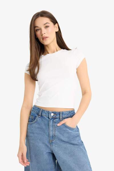 DeFacto Tricou cu mânecă scurtă cu decolteu cu gâtul turnat F3833ax25sm