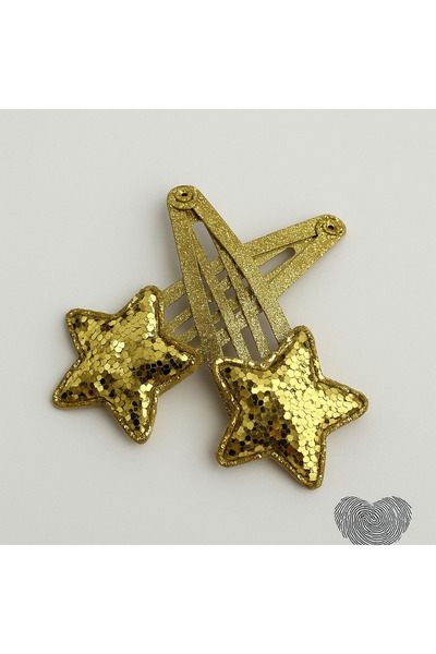 Darya Set of 2 Clip Buckles with Gold Glitter Star Figures