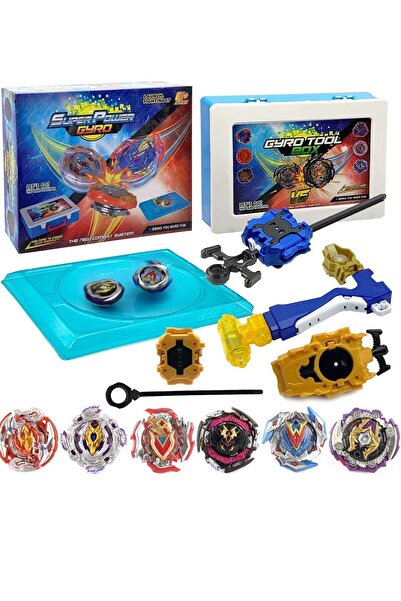 TOYFEST Beyblade Klasik Gyro Döner Topaç Seti - Arenalı, Çantalı, Çek Bırak M...