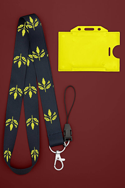 Apptakı Yaprak Desenli Boyun İpi Boyun Askı İpi Boyun Askısı ve Kartlık - ASS...