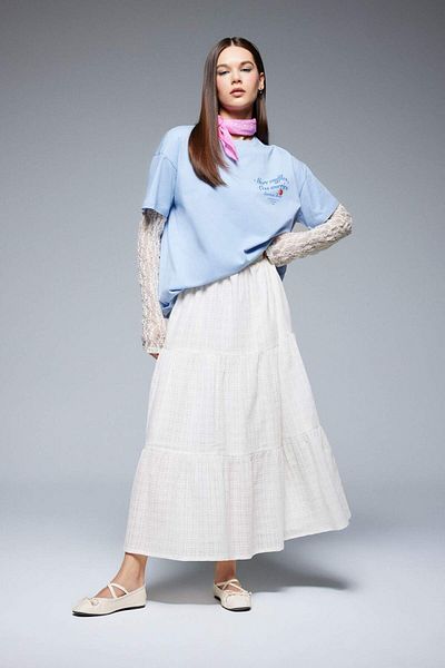 DeFacto Coool Oversize Wide Fit Crew Neck Back Printed Short Sleeve T-Shirt F2647Ax25Sm