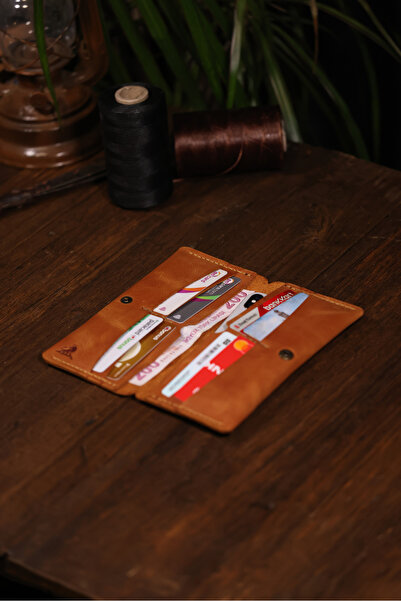 Derimoda Hakiki Deri Uzun Cüzdan – El Yapımı Vintage Sti