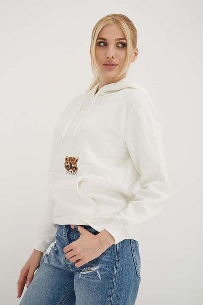 Fashion Friends Sweat cu detaliu broderie cu glugă Ecru