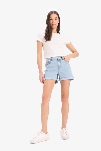 DeFacto Ψηλόμεση τσέπη Washed Skinny Leg Jean σορτς E0702AX25SM