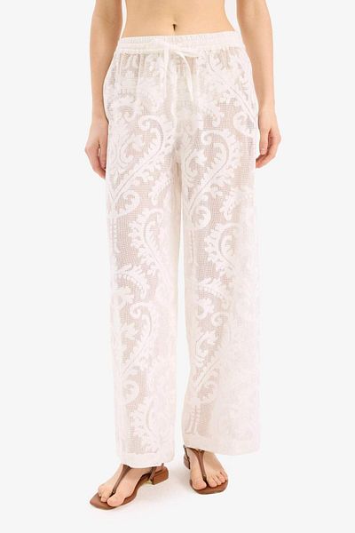 DeFacto Lace Flexible Waist White Beach Pants-Fall in Love D9767Ax25Sm
