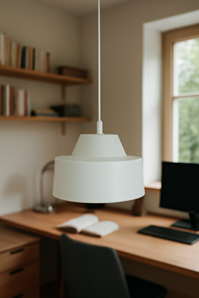 elf lightinhg Beyaz Tekli Tombul Retro Avize Sarkıt Salon Mutfak Ofis Cafe Butik Lamba Aydınlatma