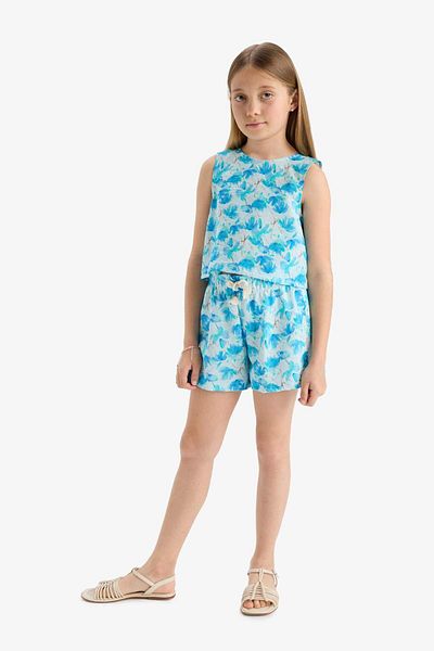 DeFacto Girl's Patterned Shorts with Elastic Waist D7615A825Hs