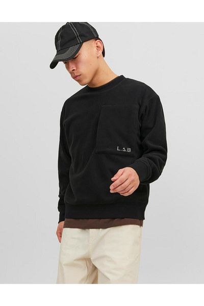 Jack & Jones Men's L.A.B. Embroidered Crew Neck Fleece Sweatshirt