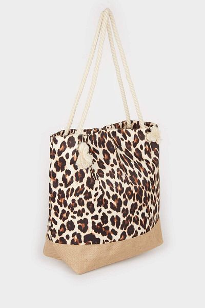 DeFacto Damen Strandtasche mit Leopardenmuster E7406AXNS