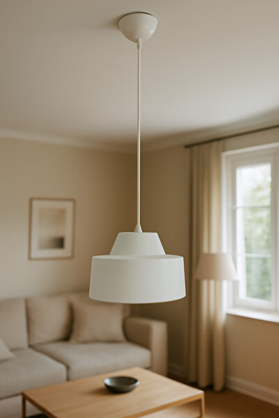 elf lightinhg Beyaz Tekli Tombul Retro Avize Sarkıt Salon Mutfak Ofis Cafe Butik Lamba Aydınlatma