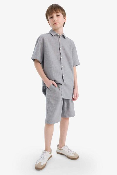 DeFacto Boy's Elastic Waist Textured Shorts E7014A825Hs