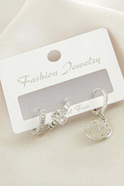 Marsilyan 3 Pieces Flower Zircon Stone Earrings