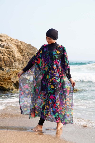 vawensea قفطان نسائي منقوش برقبة على شكل حرف V