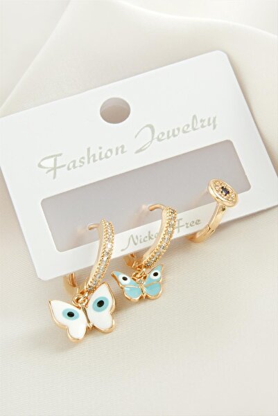 Marsilyan 3 Pieces Butterfly Zircon Stone Earrings