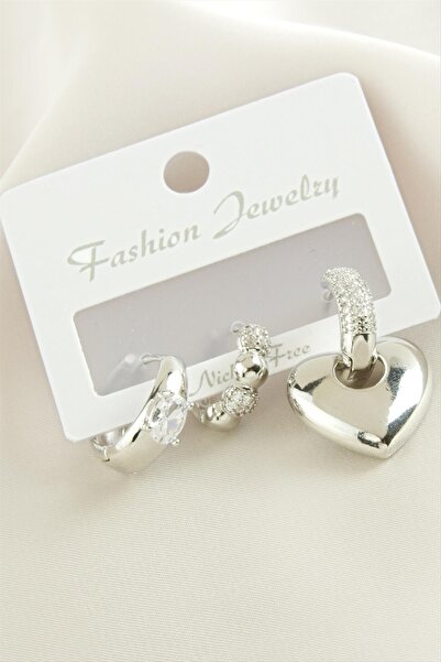 feryal 3 قطع أقراط على شكل قلب من حجر الزركون