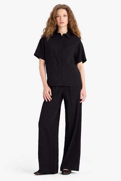 DeFacto Wide Leg Wide Leg Pocket High Elastic Waist White Palazzo Trousers A9129Ax25Sm