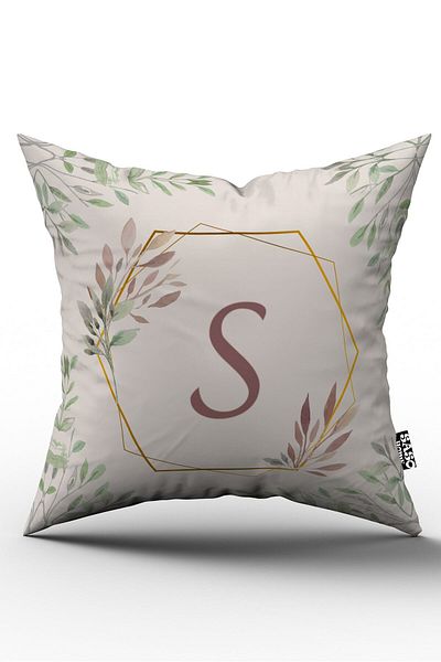 SasoHome غطاء وسادة حروف - حرف S - غطاء وسادة مزخرف مطبوع رقمي مع حروف - كيس وسادة
