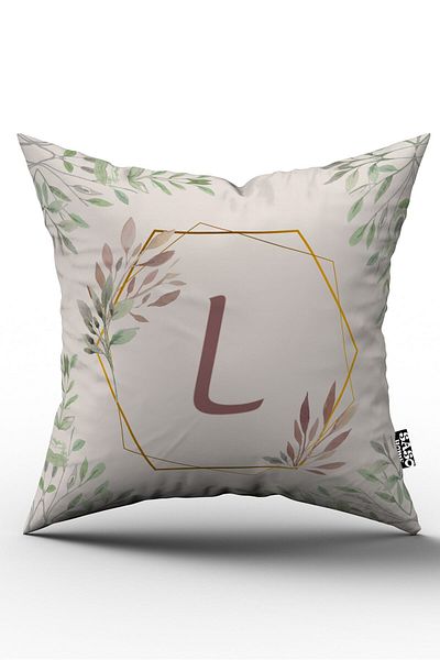 SasoHome غطاء وسادة مطبوع عليه حروف - حرف L - غطاء وسادة مطبوع رقمي مزخرف بأحرف - كيس وسادة