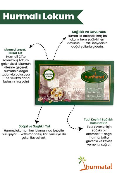 Hurmatat Double Roasted Turkish Delight with Dates 450 Gr