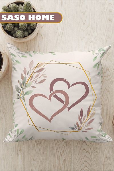 SasoHome غطاء وسادة مطبوع عليه حروف - قلب - مزيج الحب - وسادة رمي مزخرفة عليها حروف - كيس وسادة
