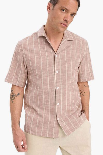 DeFacto 100% Cotton Relax Fit Polo Neck Summer Short Sleeve Shirt E1732Ax25Sp