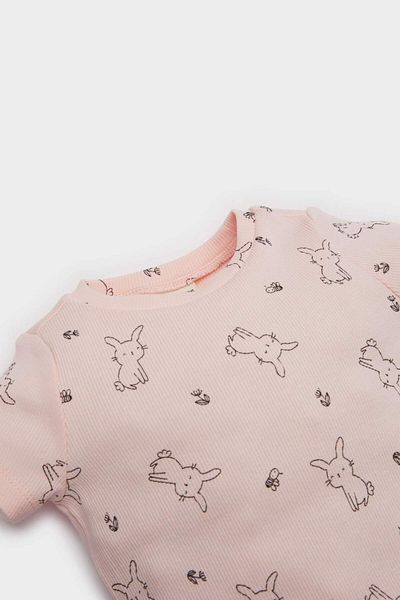 DeFacto 2-teiliges Set für Babys, Mädchen, gemustertes Cord-Unterhemd, kurzärmeliger Body mit Druckknöpfen und Shorts mit elastischem Bund E8240a525sm