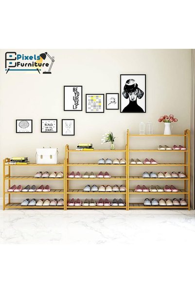 PixelsFurniture Pixel Furniture 3-Tier Shoe Organizer Made of Natural Bamboo