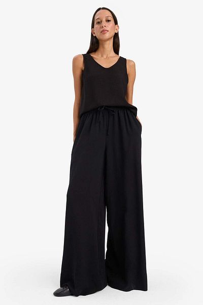 DeFacto Wide Leg Linen Blended Fabric Palazzo Trousers High Waist Wide Leg E0127Ax25Sp