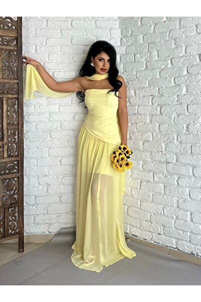 moneta boutique Γυναικείο Φουλάρι Στράπλες Τούλι Μακρύ Σχέδιο Φόρεμα