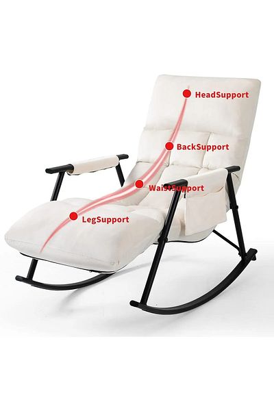 Generic Relaxing fabric rocking chair with comfortable padding for maximum comfort - White