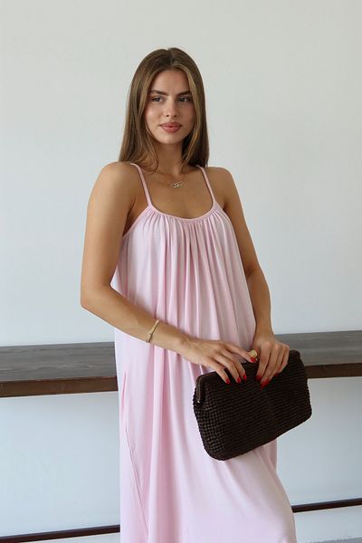 Mogi Butik Women's Collar Gathered Detailed Pocket Strap Combed Cotton Dress 3092