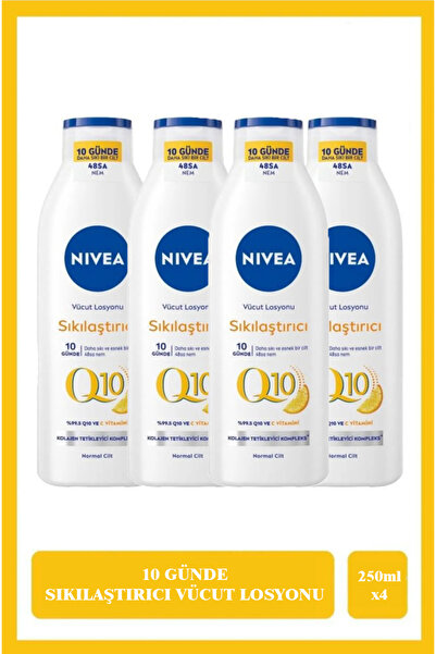 NIVEA 4 Adet Nivea Q10 250 ml Sıkılaştırıcı Vücut Losyonu vitamin C 10 Günde Sıkılaşma