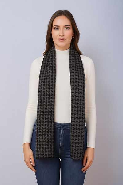 Sebir Moda Houndstooth Patterned Knitwear Shawl
