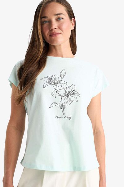 DeFacto Tricou cu mânecă scurtă cu imprimeu cu decolteu normal F3551AX25SM