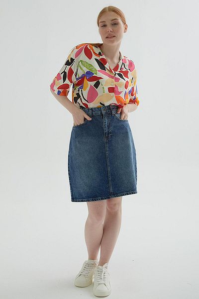 Fashion Friends Fusta albastra din denim