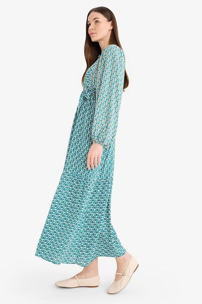 DeFacto Rochie maxi hijab cu mânecă lungă cu model de guler domnă și centură D4375ax25sm
